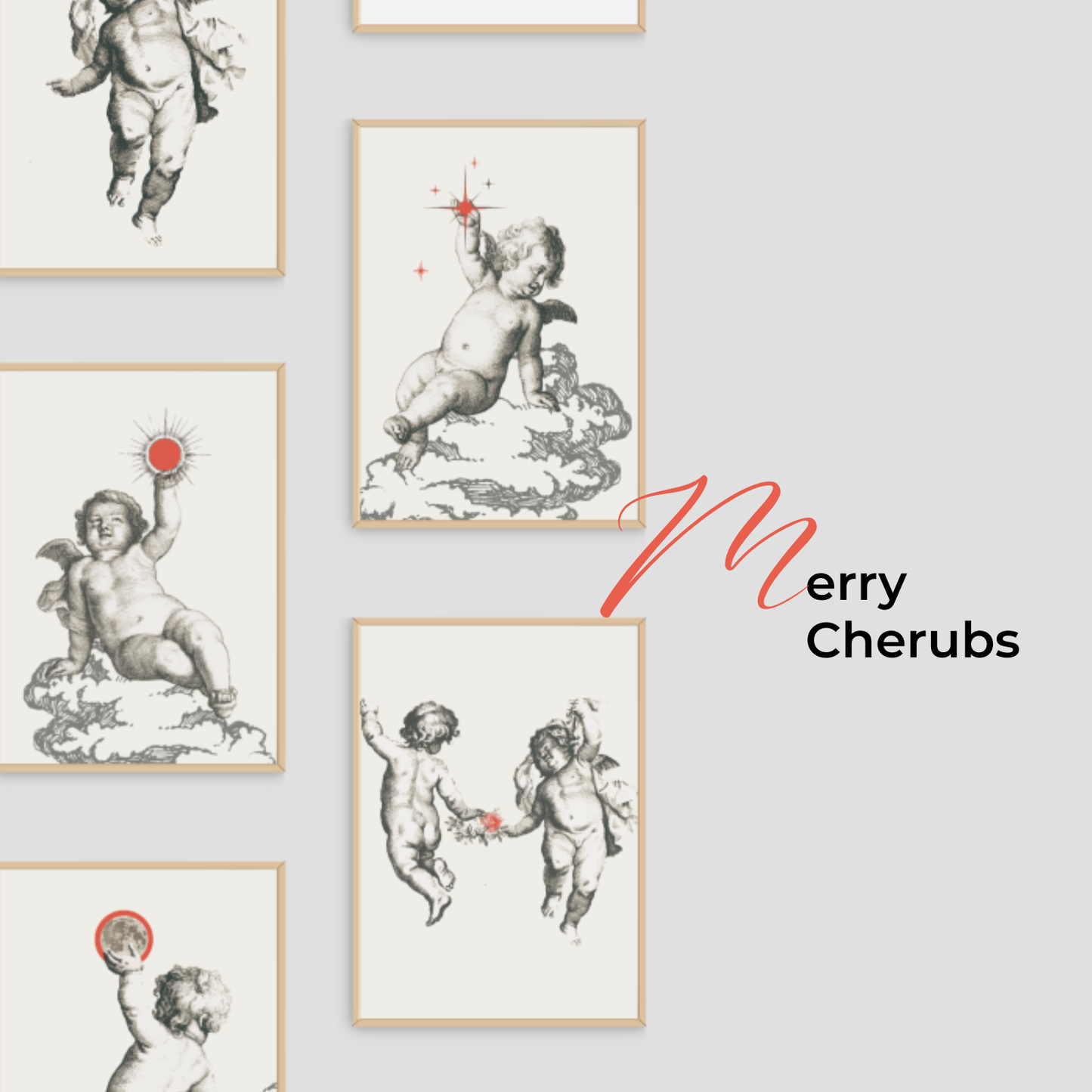 Unframed museum quality print - modern cherub art prints (various designs)