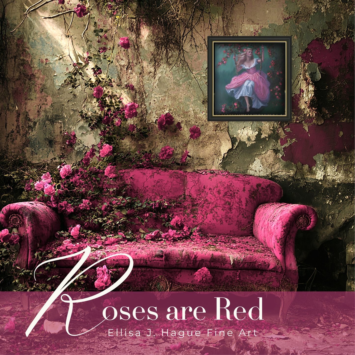 Roses are Red, feminine whimsical oil painting