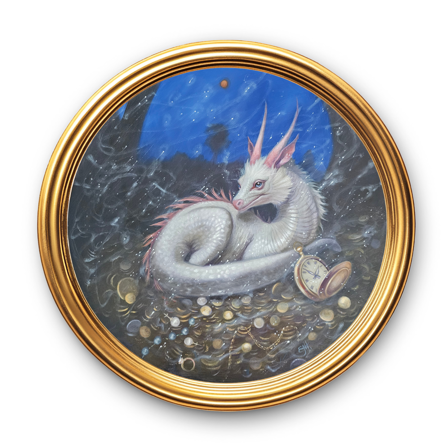 Contentment of time, dragon oil painting